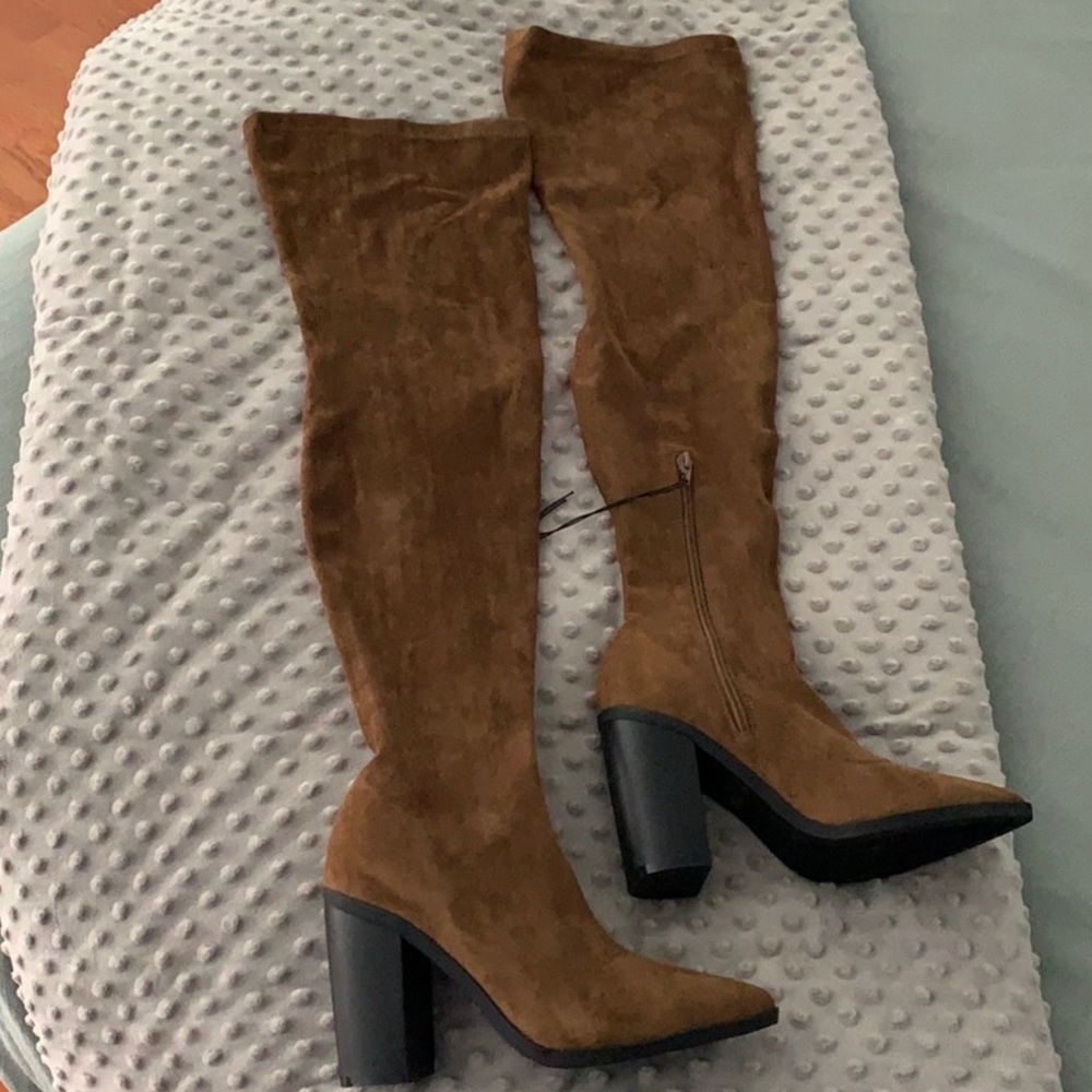 Fashion Nova Over the Knee Boots in Tan